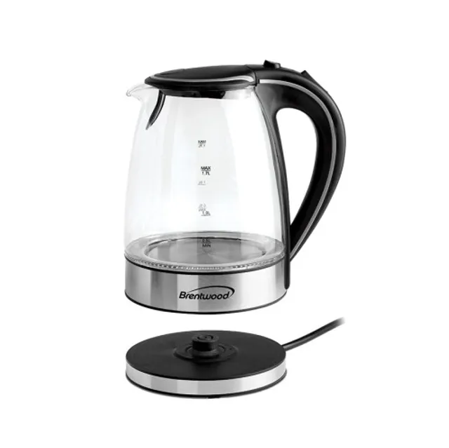 Insignia™ 1.7 L Electric Glass Kettle with Tea Infuser Clear/Stainless