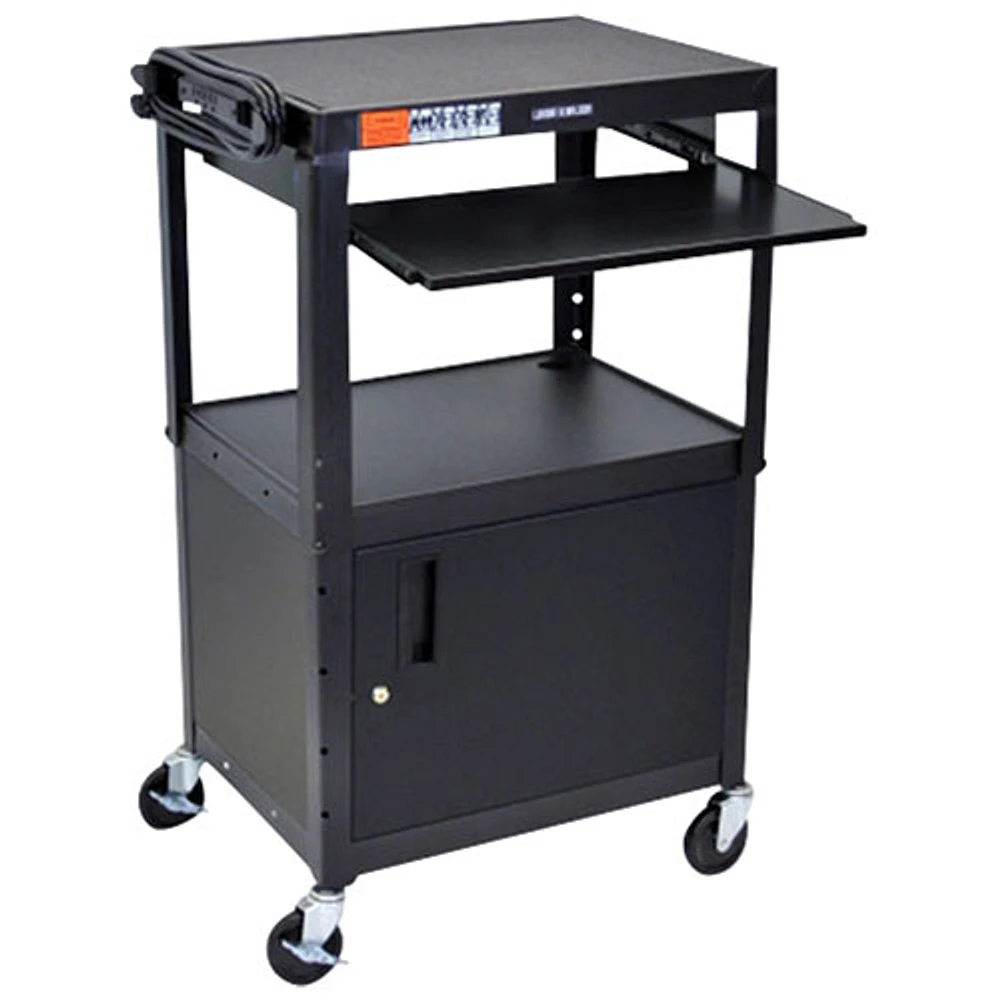 Luxor Adjustable-Height Steel AV Cart with Pullout Keyboard Tray (AVJ42KBDL)