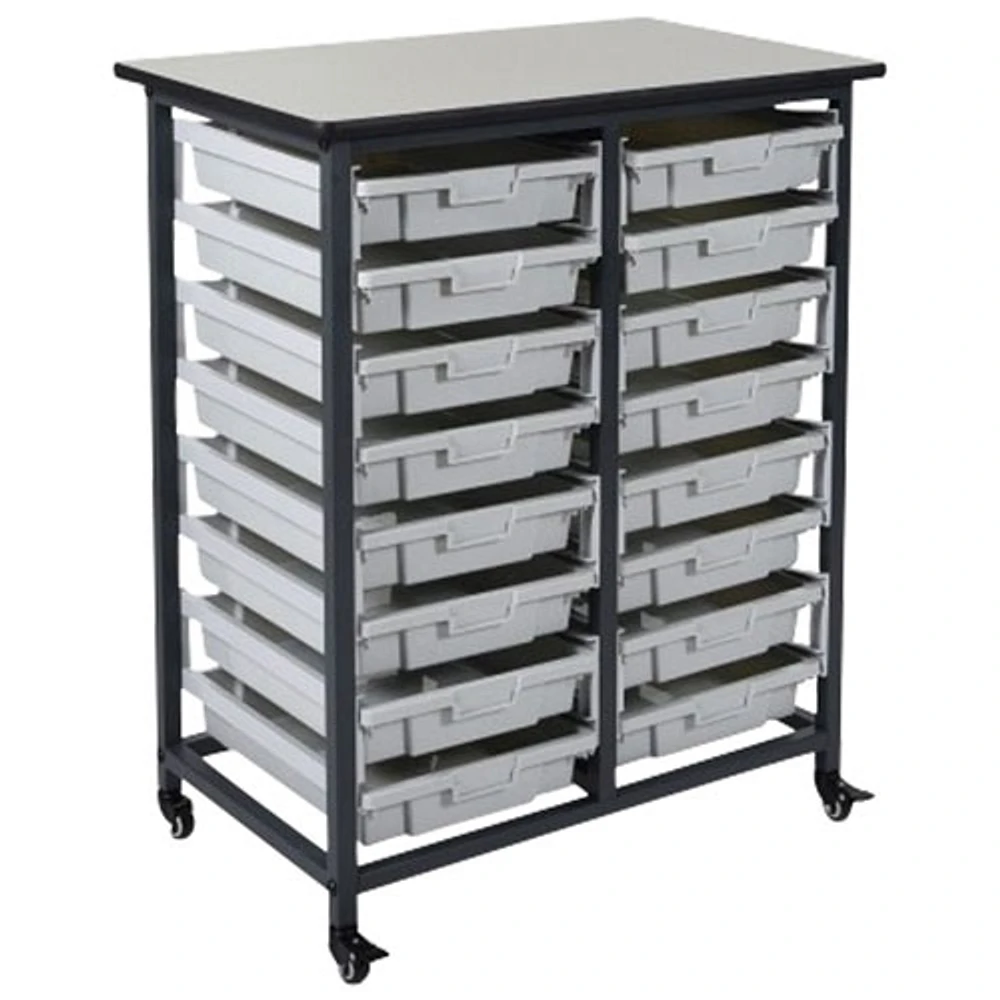 Luxor Double-Row 16-Drawer Mobile Bin System