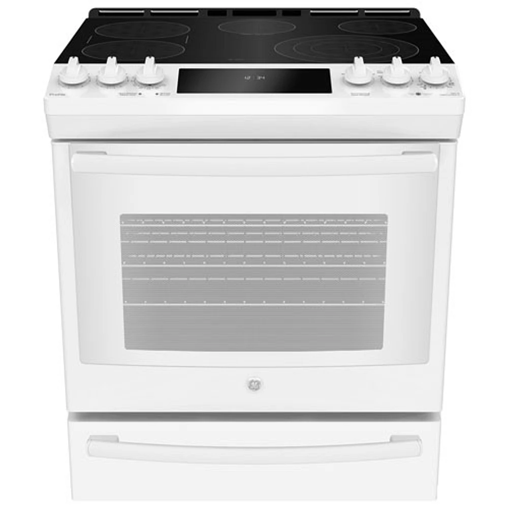 GE Profile 30" 6.3 Cu. Ft. True Convection 5-Element Slide-In Electric Range (PCS940DMWW) - White