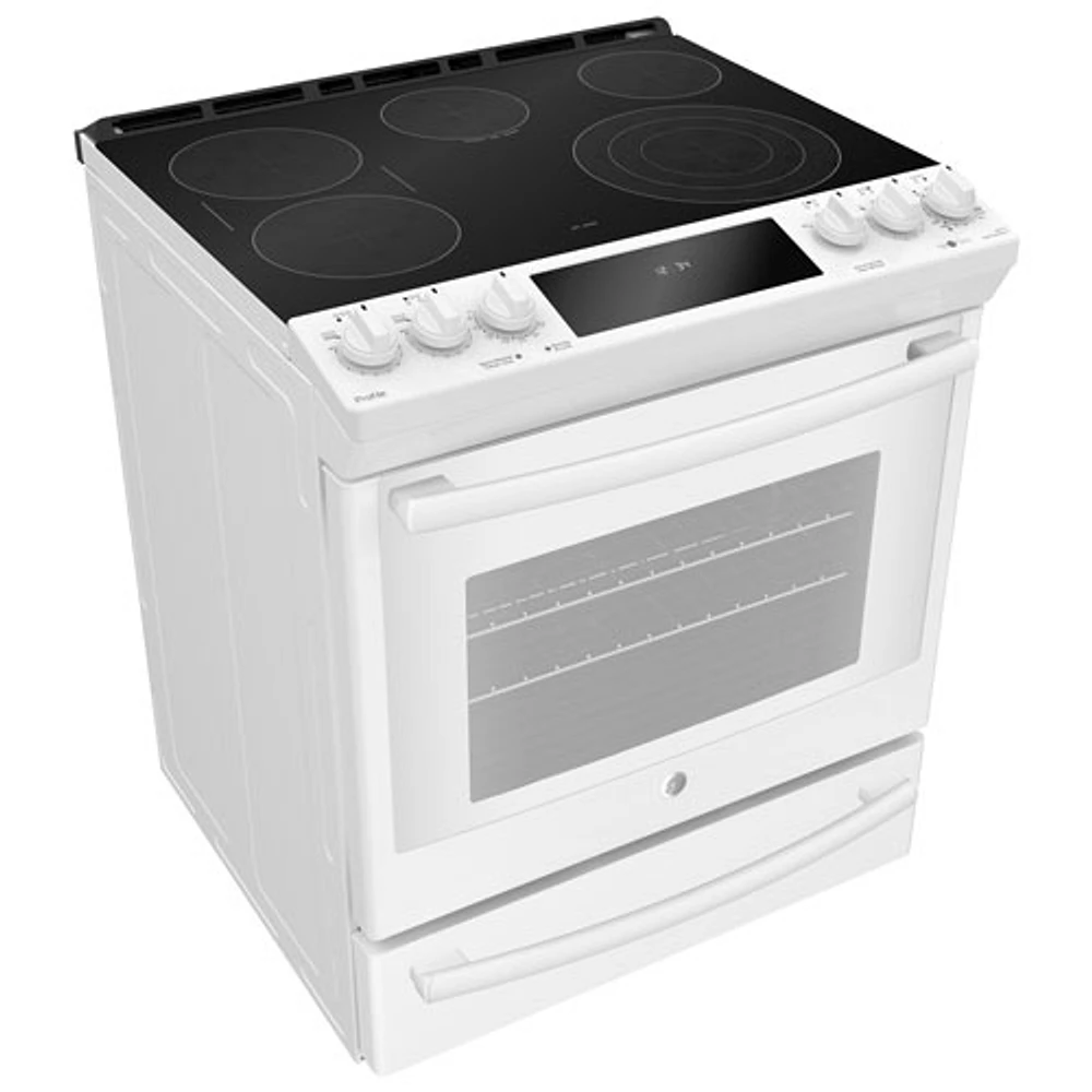 GE Profile 30" 6.3 Cu. Ft. True Convection 5-Element Slide-In Electric Range (PCS940DMWW) - White