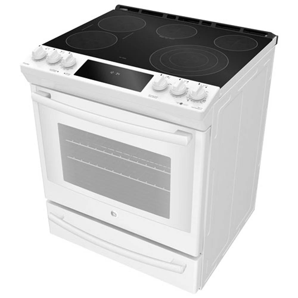 GE Profile 30" 6.3 Cu. Ft. True Convection 5-Element Slide-In Electric Range (PCS940DMWW) - White