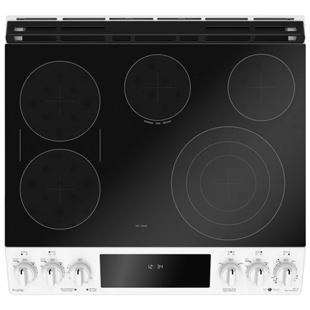 GE Profile 30" 6.3 Cu. Ft. True Convection 5-Element Slide-In Electric Range (PCS940DMWW) - White