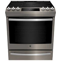 GE Profile 30" 5.3 Cu. Ft. True Convection 5-Element Slide-In Electric Range (PCS940EMES) - Slate