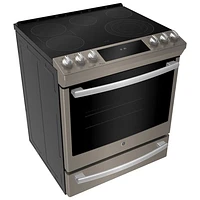 GE Profile 30" 5.3 Cu. Ft. True Convection 5-Element Slide-In Electric Range (PCS940EMES) - Slate