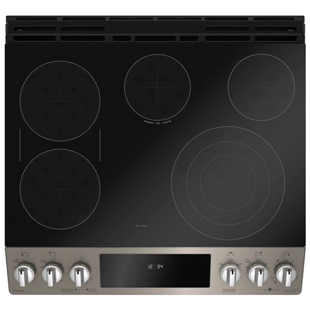 GE Profile 30" 5.3 Cu. Ft. True Convection 5-Element Slide-In Electric Range (PCS940EMES) - Slate