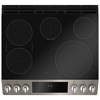 GE Profile 30" 5.3 Cu. Ft. True Convection 5-Element Slide-In Electric Range (PCS940EMES) - Slate