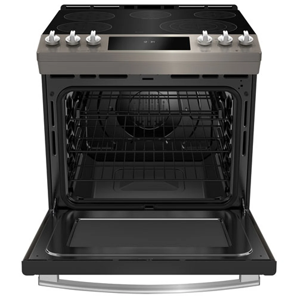 GE Profile 30" 5.3 Cu. Ft. True Convection 5-Element Slide-In Electric Range (PCS940EMES) - Slate