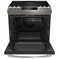 GE Profile 30" 5.3 Cu. Ft. True Convection 5-Element Slide-In Electric Range (PCS940EMES) - Slate