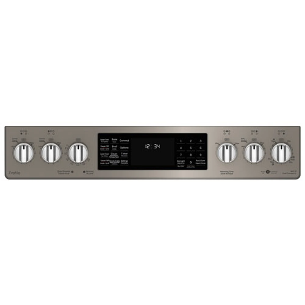 GE Profile 30" 5.3 Cu. Ft. True Convection 5-Element Slide-In Electric Range (PCS940EMES) - Slate