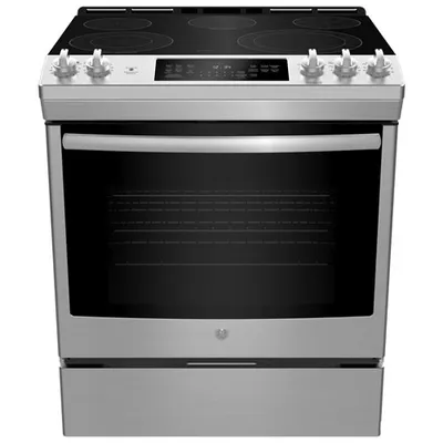 Cuisinière électrique encastrable lisse 5 éléments conv. véritable 30 po de GE (JCS840SMSS) - Inox