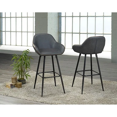 Alexis Contemporary Bar Height Barstool - Set of 2 - Grey