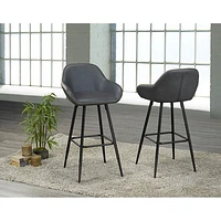 Alexis Contemporary Bar Height Barstool - Set of 2 - Grey