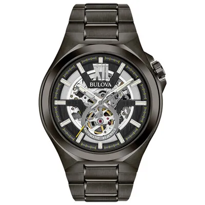 Bulova Maquina Automatic Watch 46mm Men's Watch - Grey Case, Bracelet & Black Dial
