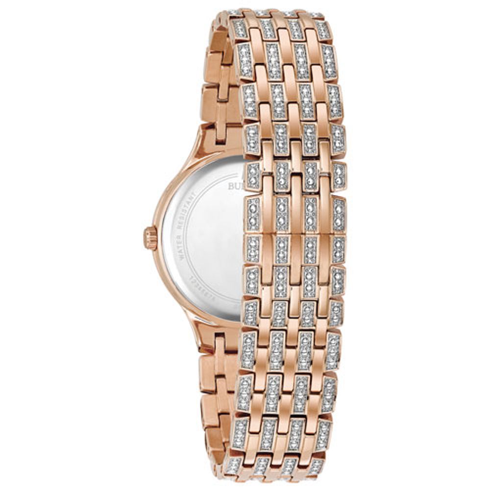 Bulova Phantom Quartz Watch 32mm Women's Watch - Rose Gold-Tone Case, Bracelet & Silver-White Dial