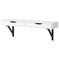 Modern Floating Desk with Drawer - White