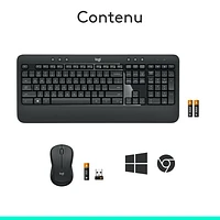 Ensemble avec clavier et souris optique sans fil MK540 de Logitech