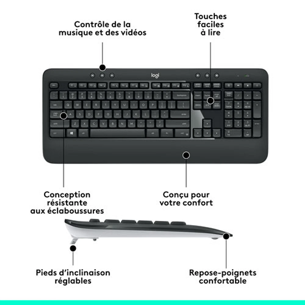 Logitech MK540 Wireless Optical Keyboard & Mouse Combo - French