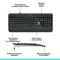 Logitech MK540 Wireless Optical Keyboard & Mouse Combo - French