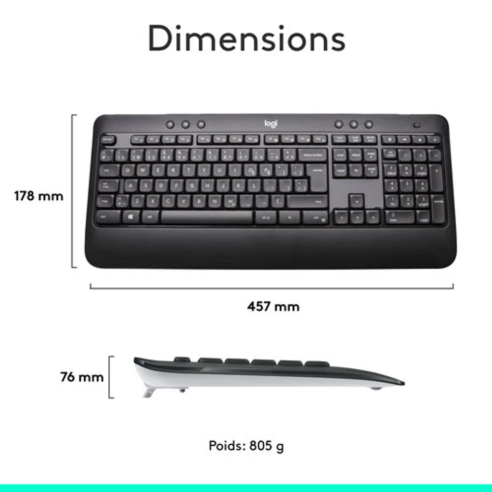 Logitech MK540 Wireless Optical Keyboard & Mouse Combo - French