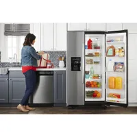 Amana 33" 21.4 Cu. Ft. Side-By-Side Refrigerator (ASI2175GRS) - Black-On-Stainless Steel