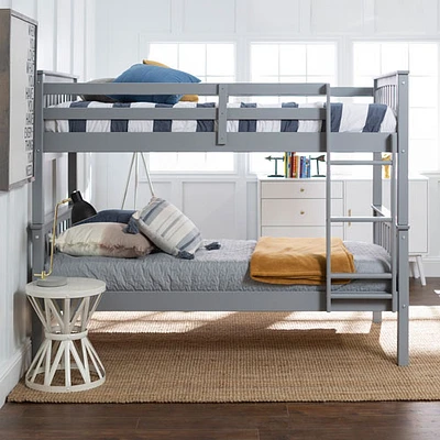 Winmoor Home Rustic Country Kids Bunk Bed - Twin - Grey