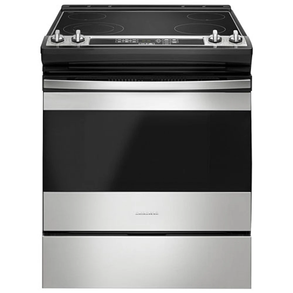 Amana 30" 4.8 Cu. Ft. Self-Clean Slide-In Electric Range (YAES6603SFS) - Black/Stainless