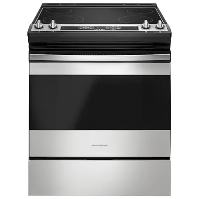 Cuisinière élec. enc. lisse/four autonettoyant 4,8 pi³ 30 po d'Amana (YAES6603SFS) - Noir - Inox