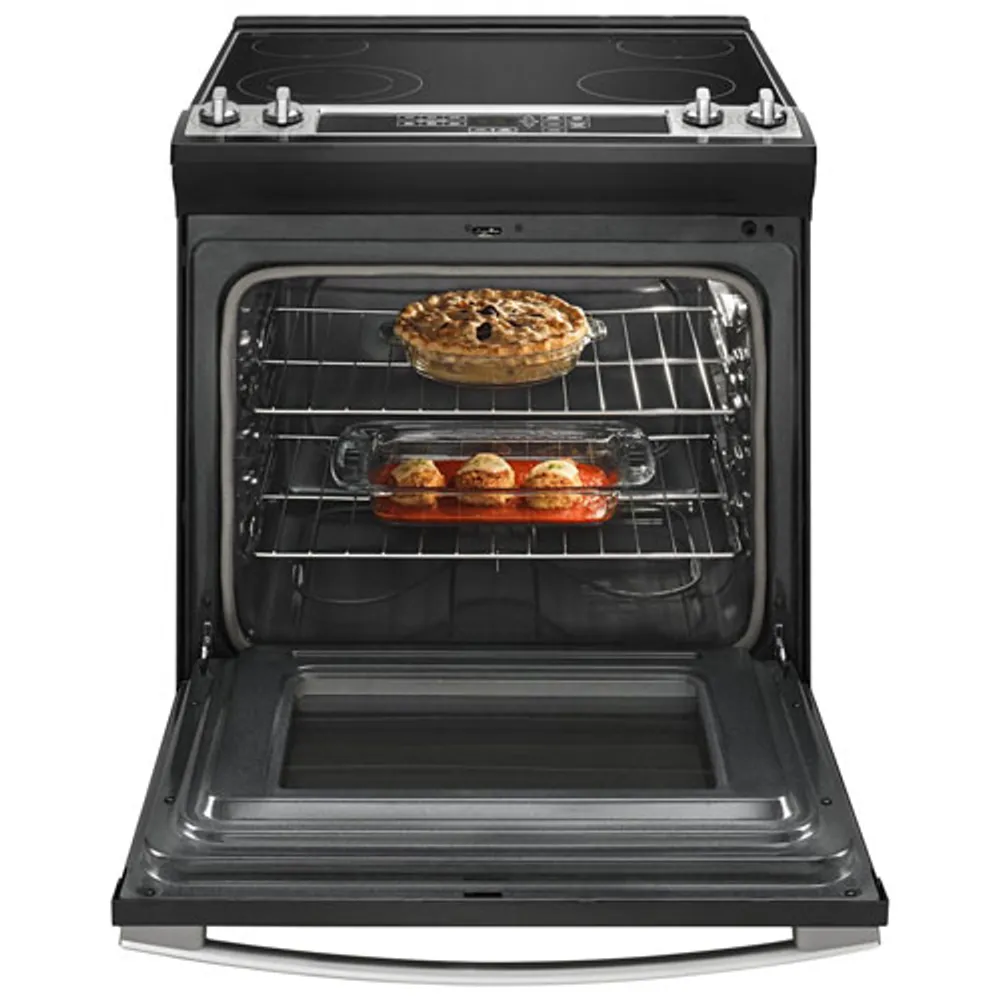 Amana 30" 4.8 Cu. Ft. Self-Clean Slide-In Electric Range (YAES6603SFS) - Black/Stainless