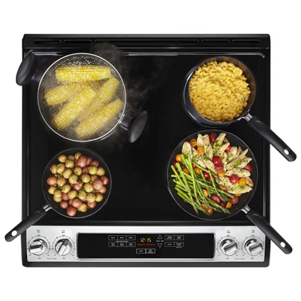 Amana 30" 4.8 Cu. Ft. Self-Clean Slide-In Electric Range (YAES6603SFS) - Black/Stainless