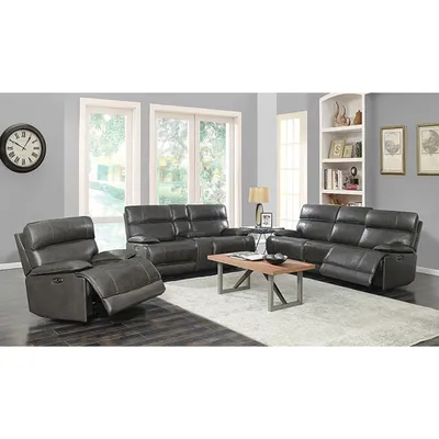 Coaster Premium Leather Power Reclining Chair - Charcoal