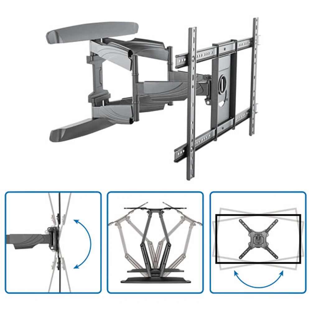 StarTech 70" Full Motion TV Wall Mount - Black/Silver