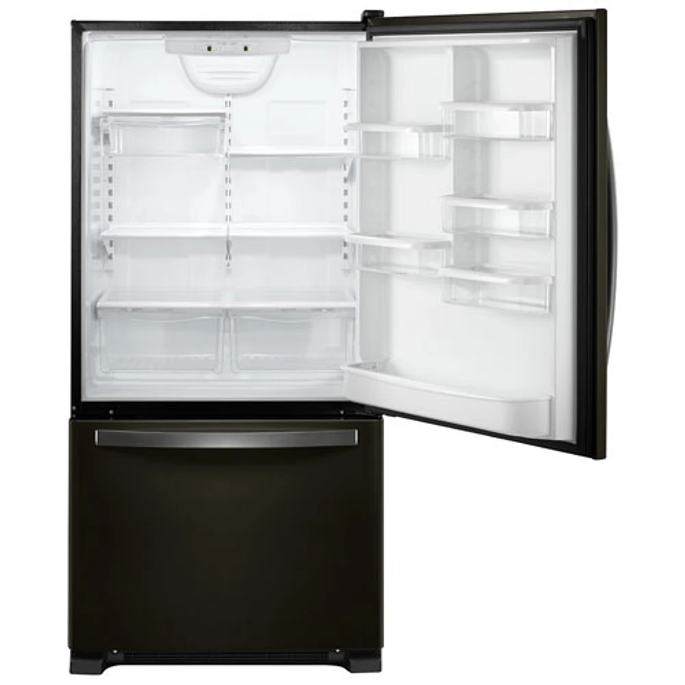 Whirlpool 33" 22.1 Cu.Ft. Bottom Freezer Refrigerator with LED Lighting (WRB322DMHV)-Black Stainless