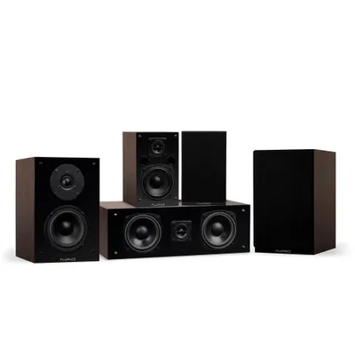 Fluance Elite High Definition Compact Surround Sound Home Theater 5.0 Channel System - Natural Walnut (SX50WC)