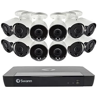 Swann Wired 16-CH 2TB NVR Security System with 16 Bullet 4K Cameras - White/Black