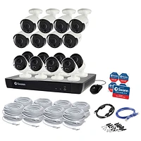 Swann Wired 16-CH 2TB NVR Security System with 16 Bullet 4K Cameras - White/Black