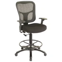 Temp By Raynor Tempur-Pedic Ergonomic Mid-Back Fabric Drafting Chair - Black