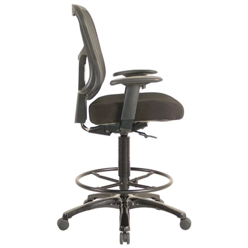 Temp By Raynor Tempur-Pedic Ergonomic Mid-Back Fabric Drafting Chair - Black