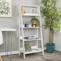 Winmoor Home 55" 4-Shelf Ladder Bookcase - White