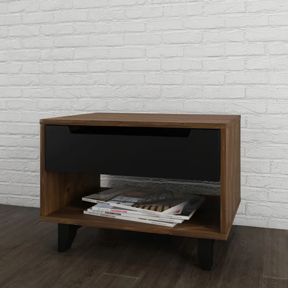 Barista Contemporary 1-Drawer Nightstand - Truffle/Black