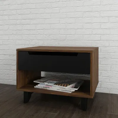 Barista Contemporary 1-Drawer Nightstand - Truffle/Black