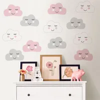 Décorations murales adhésives à motifs de nuages de WallPops - Rose