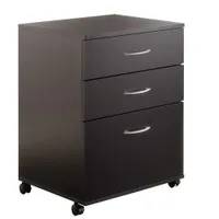 Essentials Office Desk with 3-Drawer Filing Cabinet - Black/White