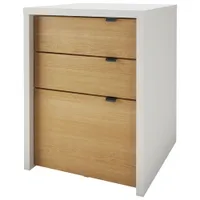 Chrono Office Desk with 3-Drawer Filing Cabinet - White/Maple