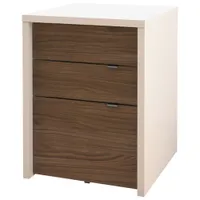 Libert-T Office Desk with 3-Drawer Filing Cabinet - White/Walnut