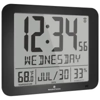 Marathon Slim-Jumbo Digital Full Calendar Square Wall Clock - Black