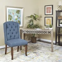 Jessica Traditional Fabric Wingback Dining Chair - Navy