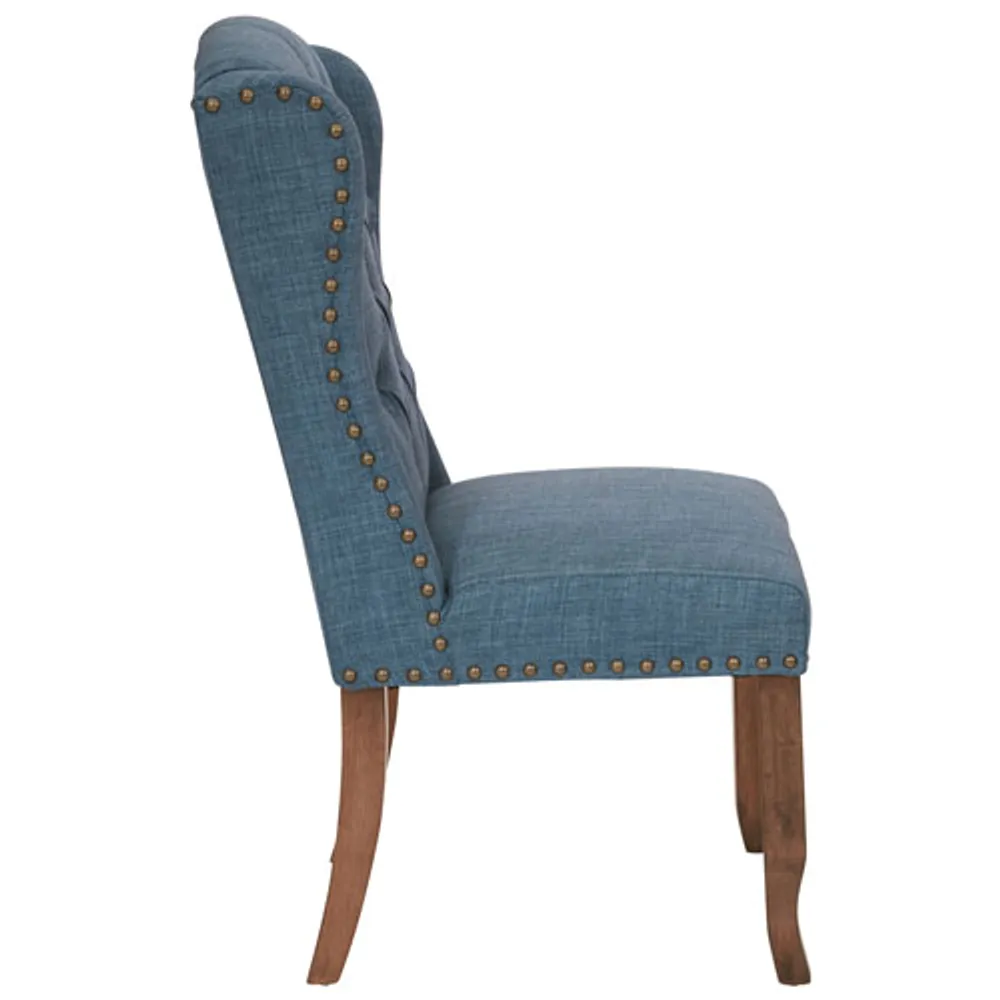 Jessica Traditional Fabric Wingback Dining Chair - Navy