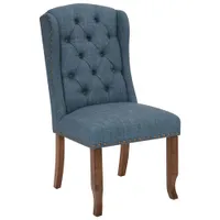 Jessica Traditional Fabric Wingback Dining Chair - Navy