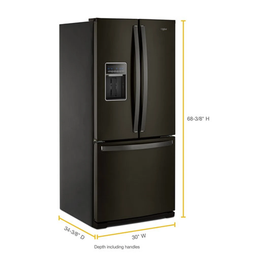 Réfrigérateur à deux portes 19,7 pi³ et 30 po de Whirlpool (WRF560SEHV) - Acier inoxydable noir
